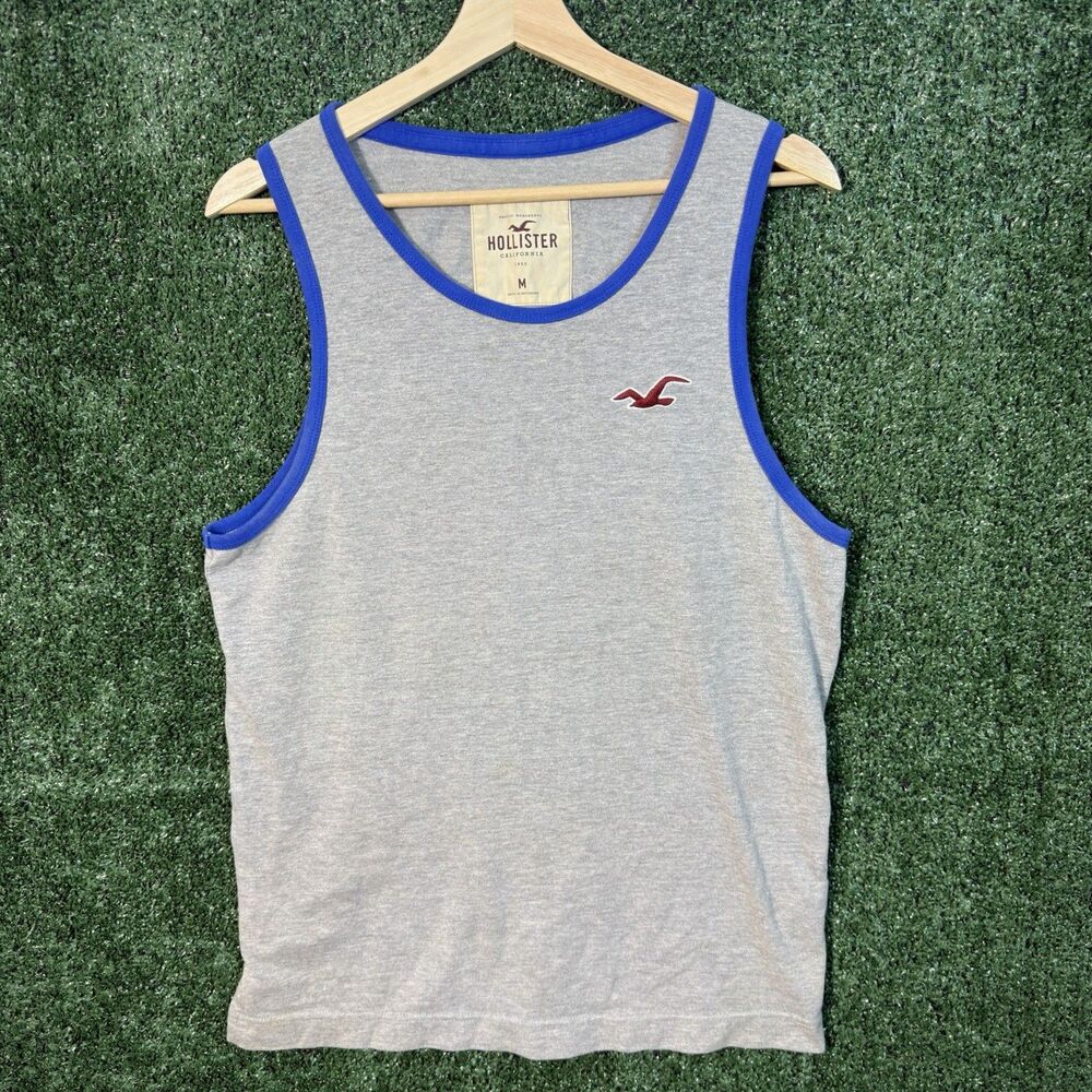 Hollister California Gray Beach Summer Tank Sleeveless T-Shirt Men’s M Gym Y2K